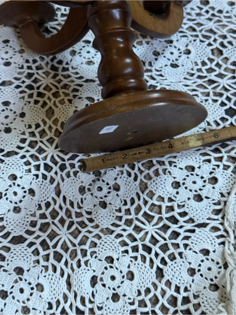Vintage Wooden 5-Arm Candelabra Candle Holder Mid Century Colonial Decor